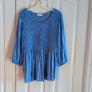 Croft & Barrow Blue Patterned Blouse